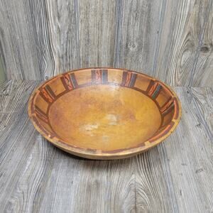 Vintage Munising Bowl Wooden Painted 11" Oval, Kitchen Primitive